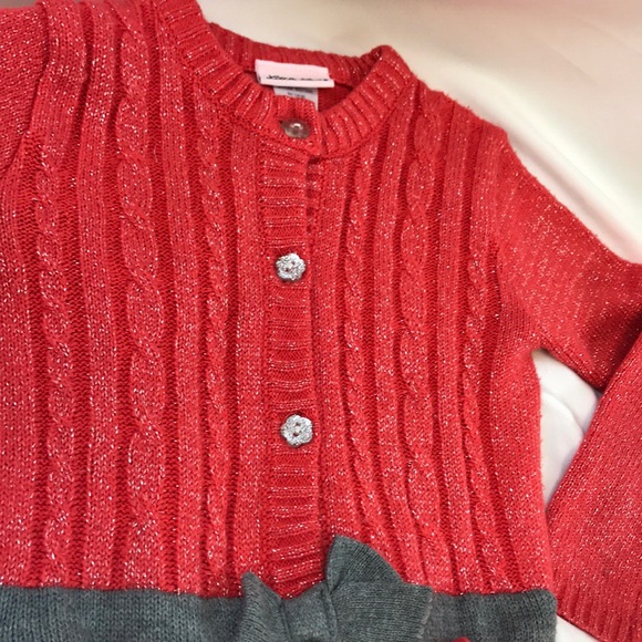 Little Lass Melon Orange Sparkly Cardigan Sweater - Picture 2 of 8